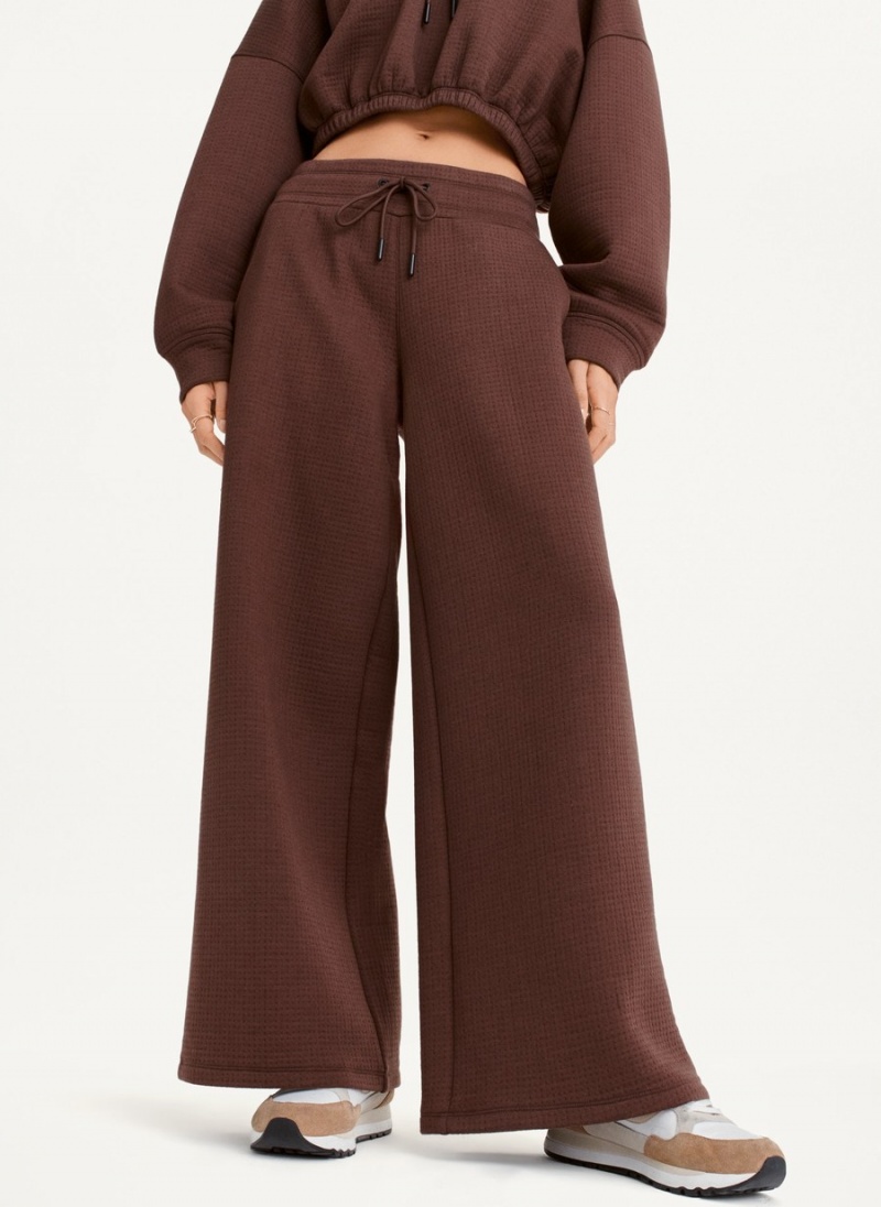 Women's Dkny Ottoman Knit Wide Leg Pants Burgundy | Z3471928