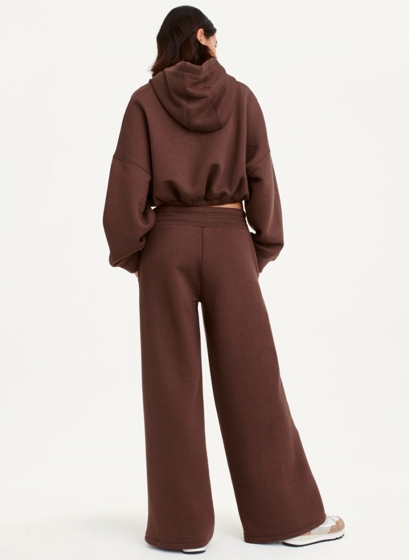 Women's Dkny Ottoman Knit Wide Leg Pants Burgundy | Z3471928