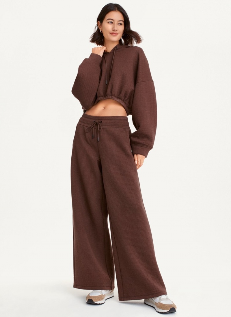 Women\'s Dkny Ottoman Knit Wide Leg Pants Burgundy | Z3471928