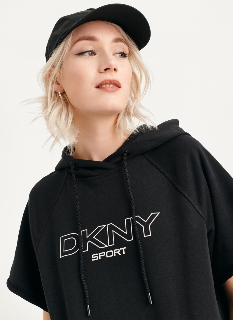 Women's Dkny Outline Logo Hooded Sneaker Dress Black | C6223607