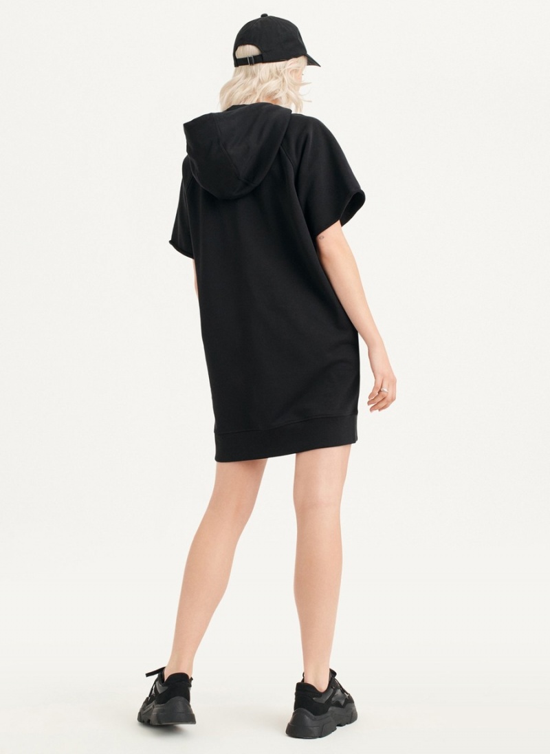 Women's Dkny Outline Logo Hooded Sneaker Dress Black | C6223607