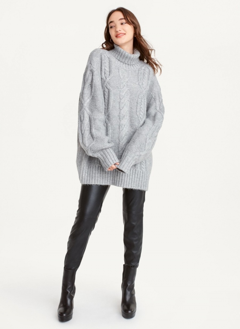 Women's Dkny Oversized Cable Knit Sweaters Grey | Q1779259