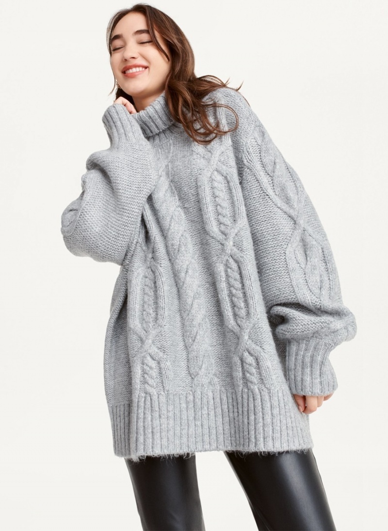 Women's Dkny Oversized Cable Knit Sweaters Grey | Q1779259