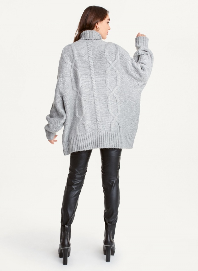 Women's Dkny Oversized Cable Knit Sweaters Grey | Q1779259