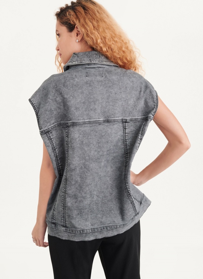 Women's Dkny Oversized Denim Vest Black | W4676435