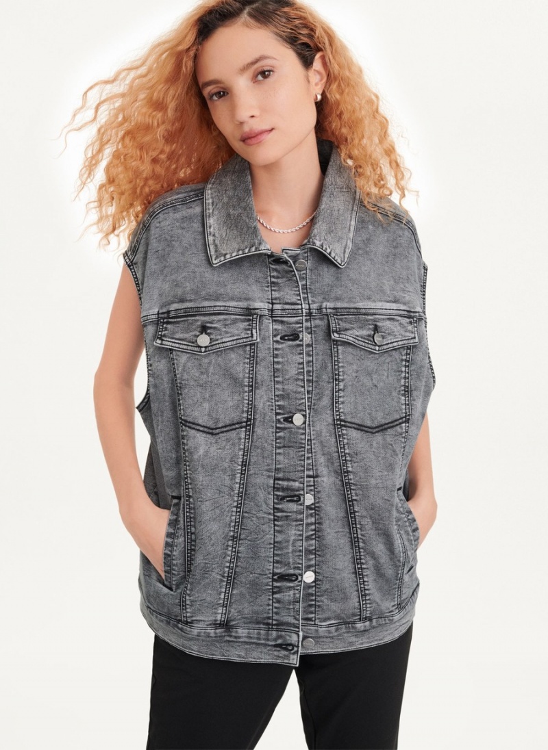 Women's Dkny Oversized Denim Vest Black | W4676435
