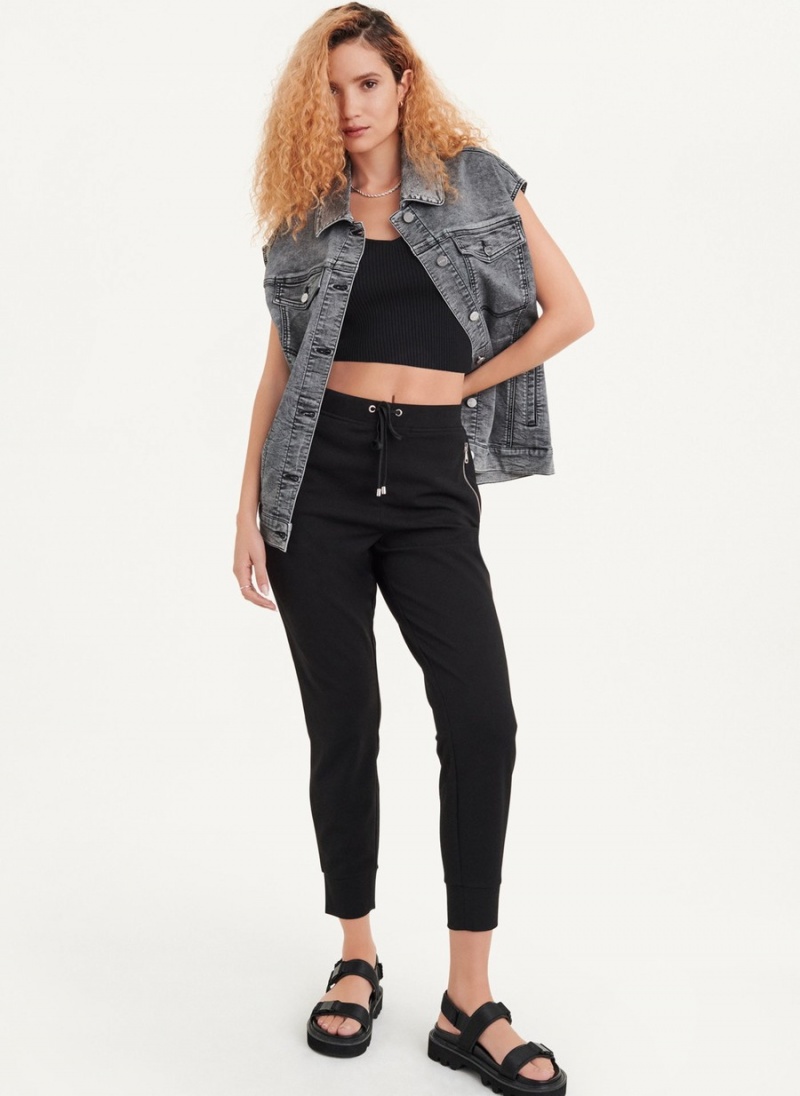 Women\'s Dkny Oversized Denim Vest Black | W4676435