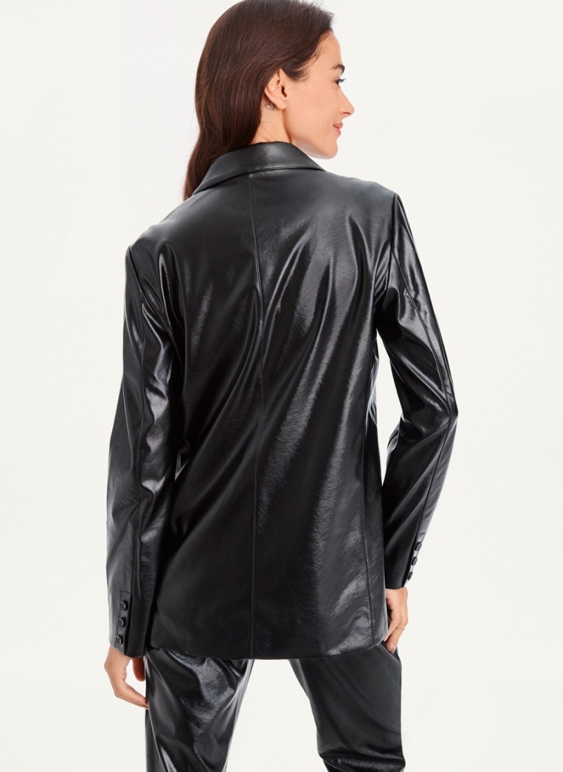 Women's Dkny Oversized Patent Leather Blazer Black | C8971164