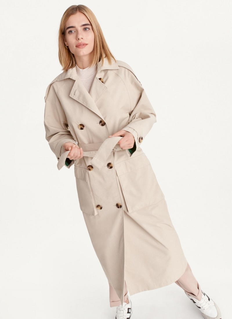 Women's Dkny Oversized With Inner Details Trench Coat Beige | G8592739