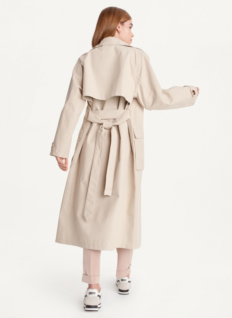 Women's Dkny Oversized With Inner Details Trench Coat Beige | G8592739