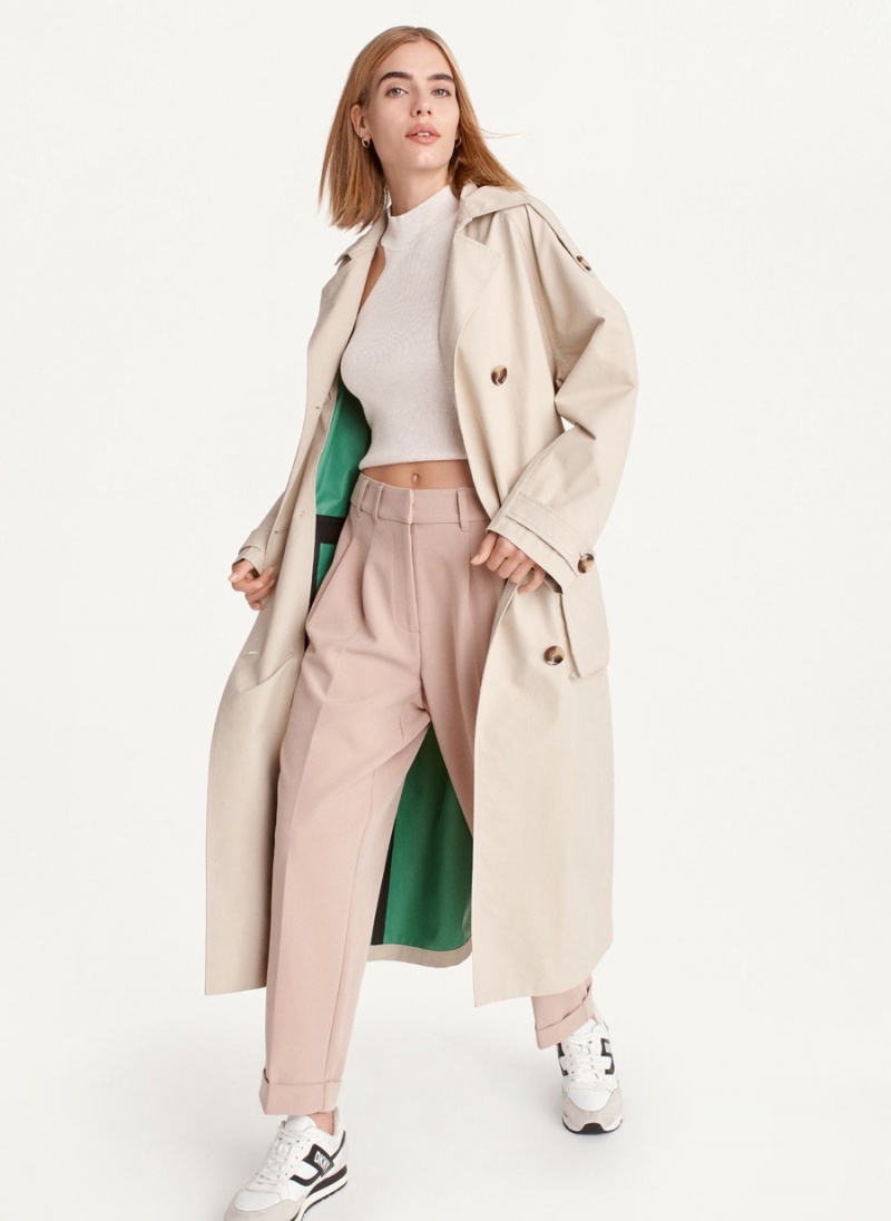 Women's Dkny Oversized With Inner Details Trench Coat Beige | G8592739