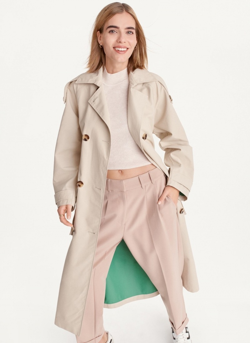 Women\'s Dkny Oversized With Inner Details Trench Coat Beige | G8592739