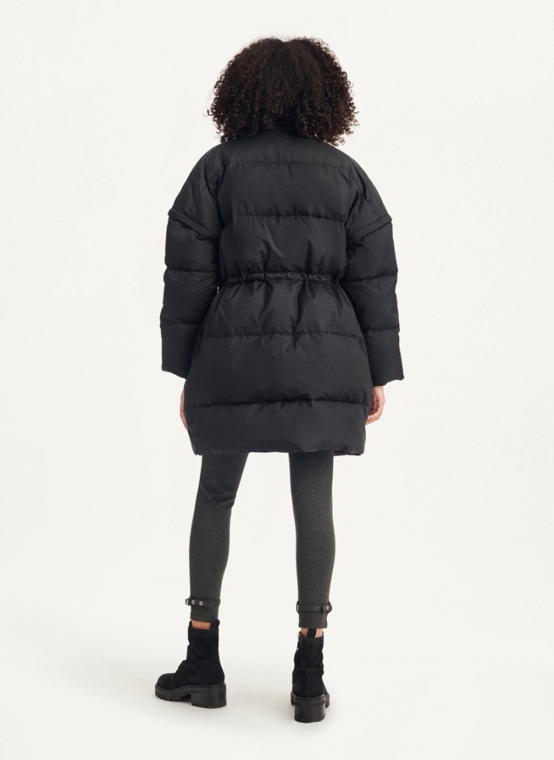 Women's Dkny Oversized With Zip Sleeves Puffer Jacket Black | E6200736