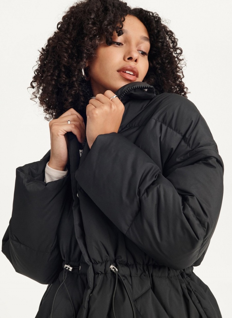 Women's Dkny Oversized With Zip Sleeves Puffer Jacket Black | E6200736