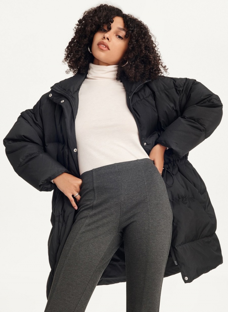 Women's Dkny Oversized With Zip Sleeves Puffer Jacket Black | E6200736