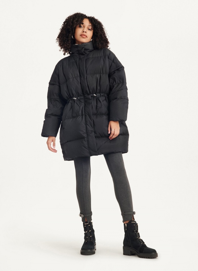 Women's Dkny Oversized With Zip Sleeves Puffer Jacket Black | E6200736