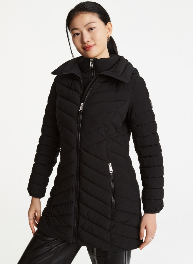 Women's Dkny Packable Vestie Walker Jackets Black | B4481844