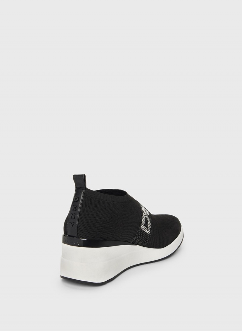 Women's Dkny Parks Rhinestone Wedge Sneakers Black | F1918790