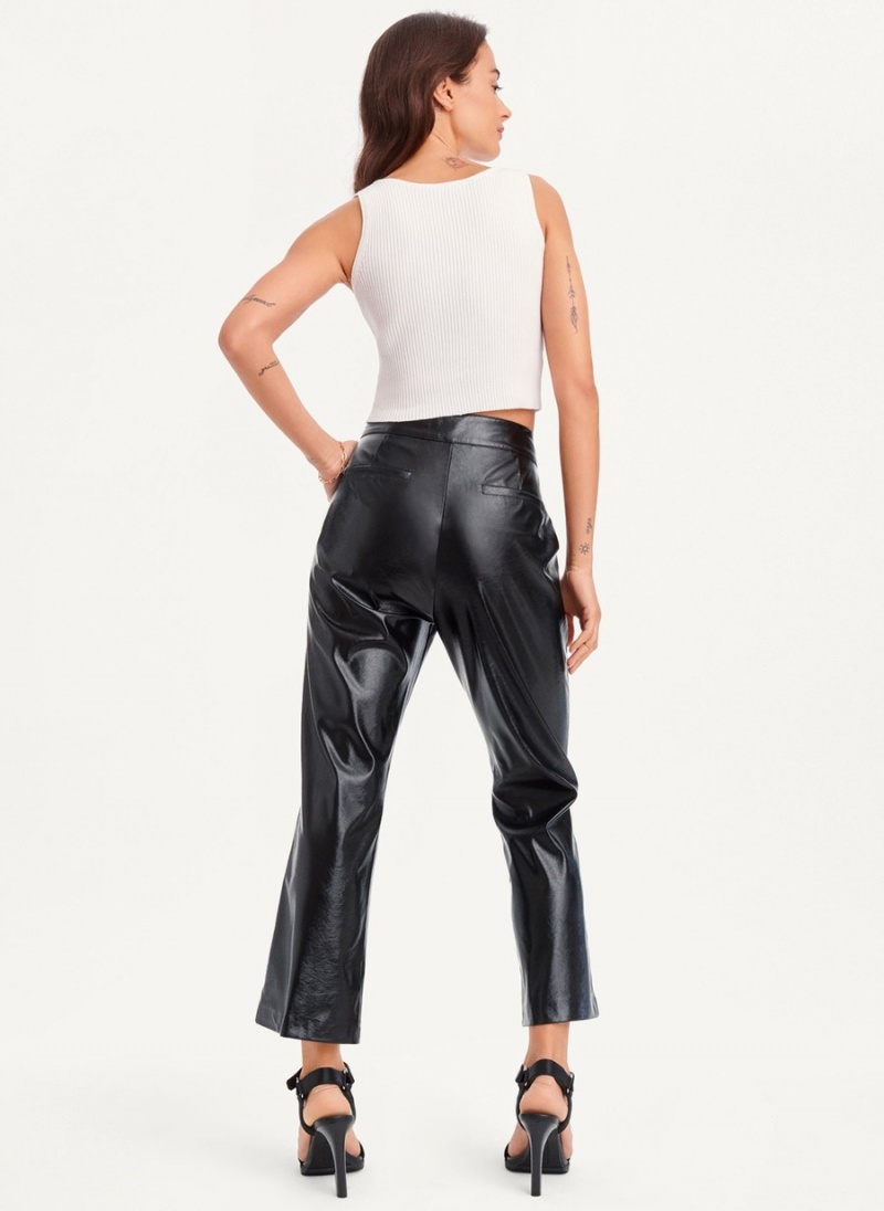 Women's Dkny Patent Leather Flared Pants Black | D5175715