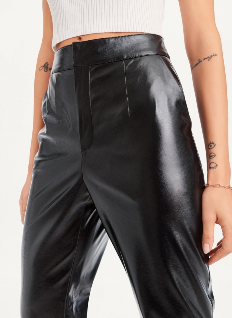 Women's Dkny Patent Leather Flared Pants Black | D5175715