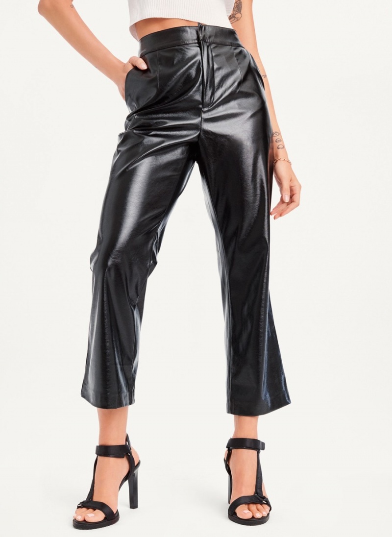 Women's Dkny Patent Leather Flared Pants Black | D5175715