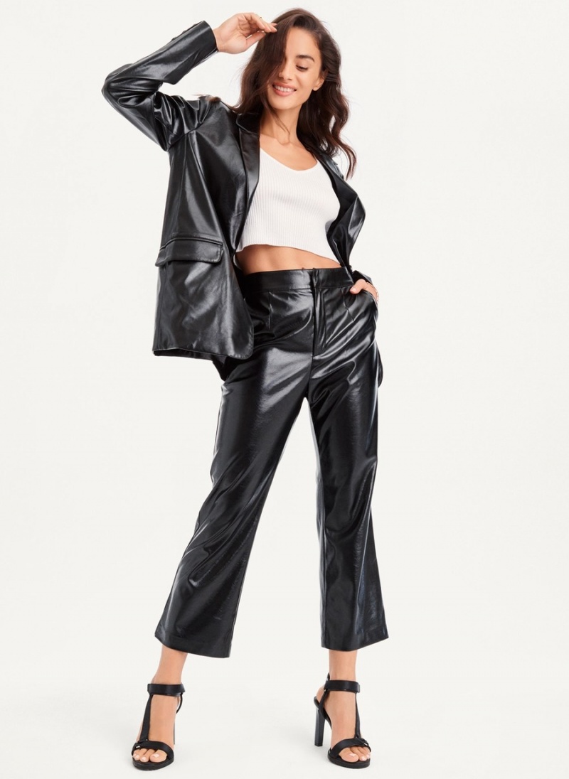 Women\'s Dkny Patent Leather Flared Pants Black | D5175715