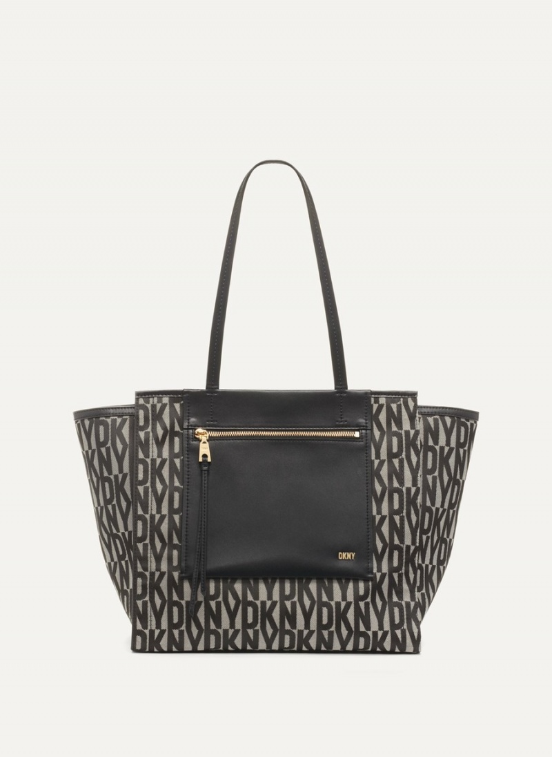Women\'s Dkny Pax Large Tote Bags Black | M3612383