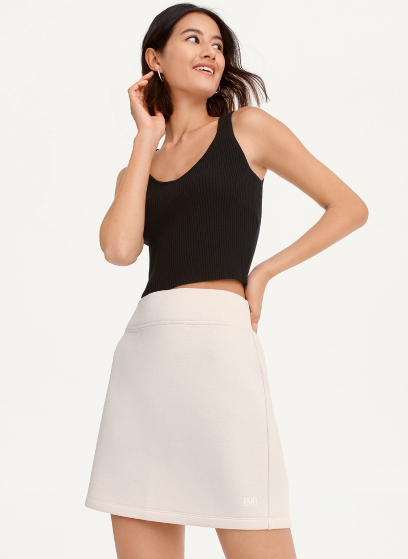 Women's Dkny Perforated Scuba Skirts White | E1704937