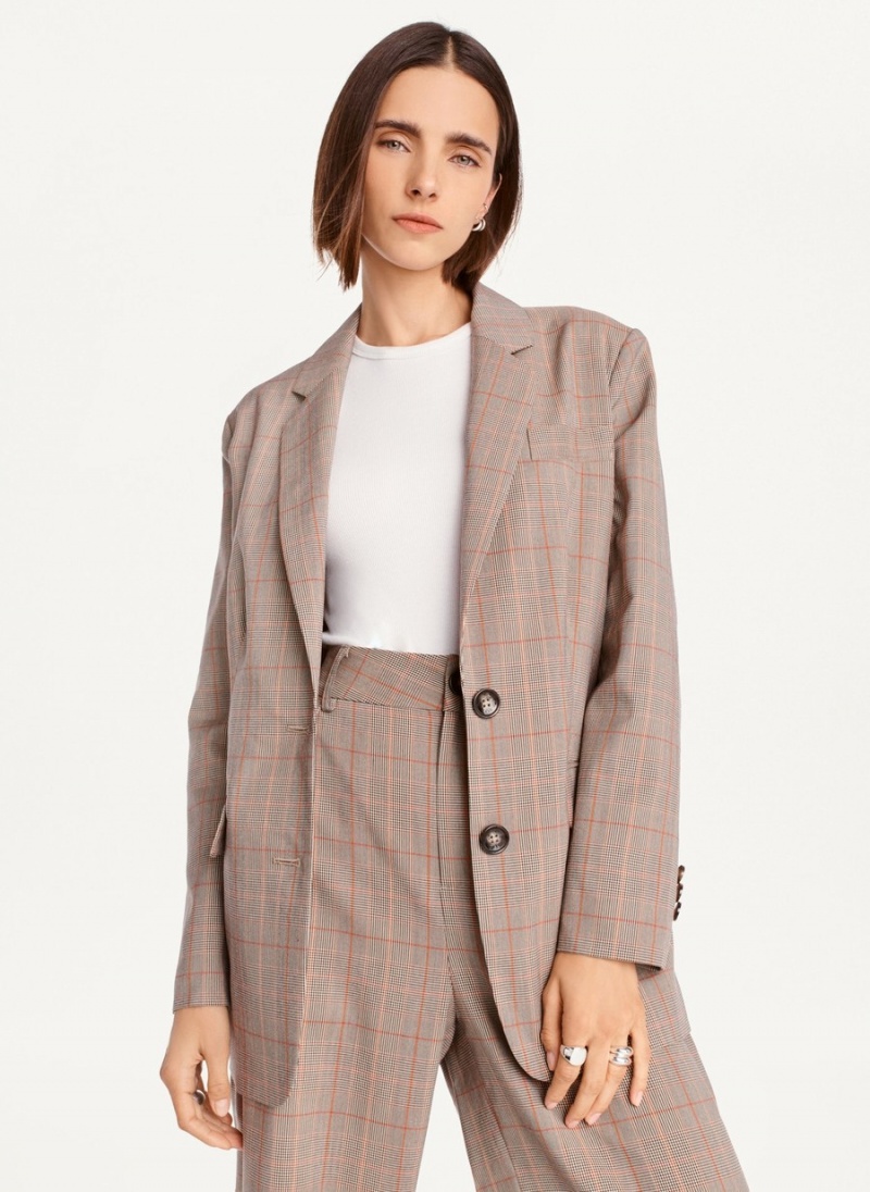 Women's Dkny Plaid Blazer Black | Y5853578