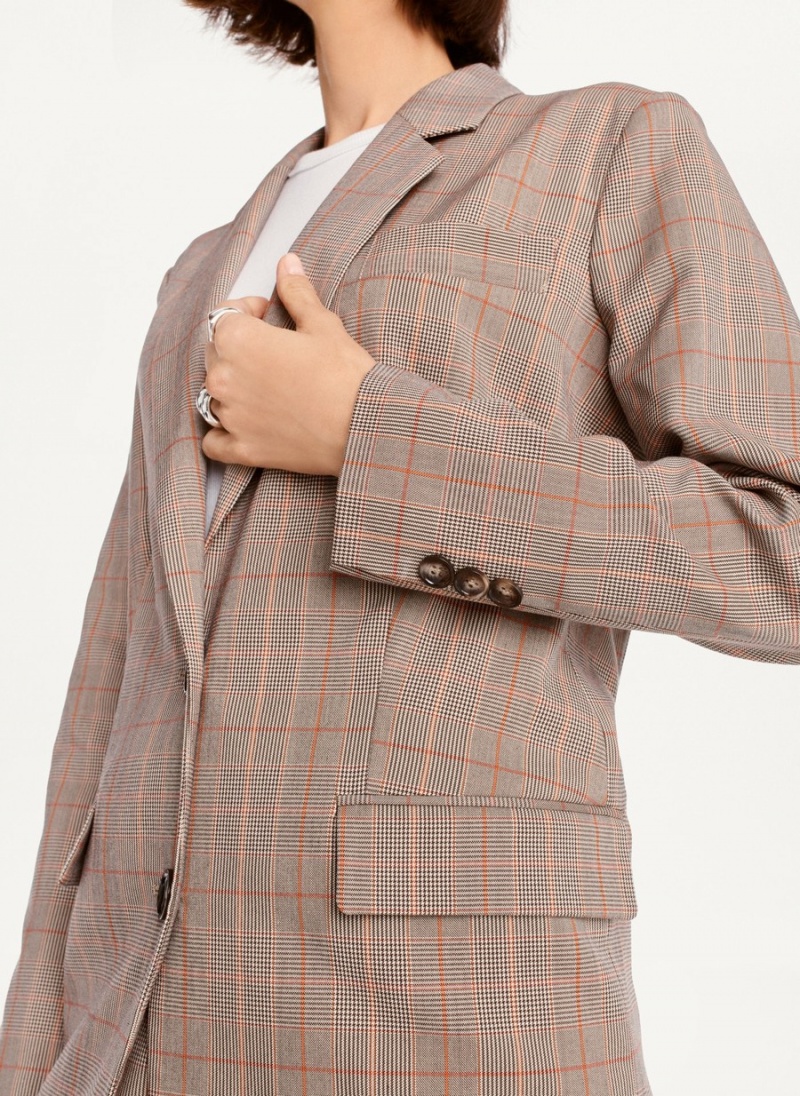 Women's Dkny Plaid Blazer Black | Y5853578