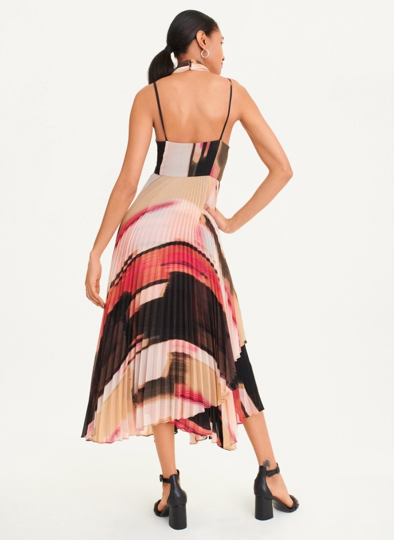 Women's Dkny Pleated Halter Dress Multicolor | C2689342