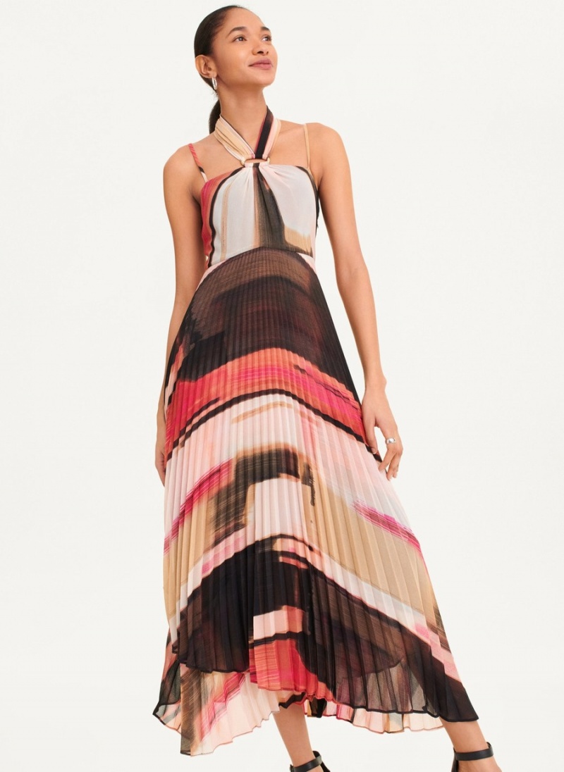 Women's Dkny Pleated Halter Dress Multicolor | C2689342