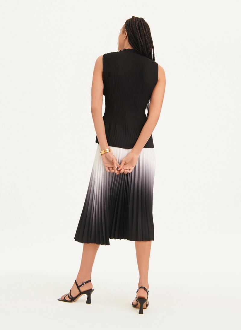 Women's Dkny Pleated Tie Neck Blouse Black | H1686341