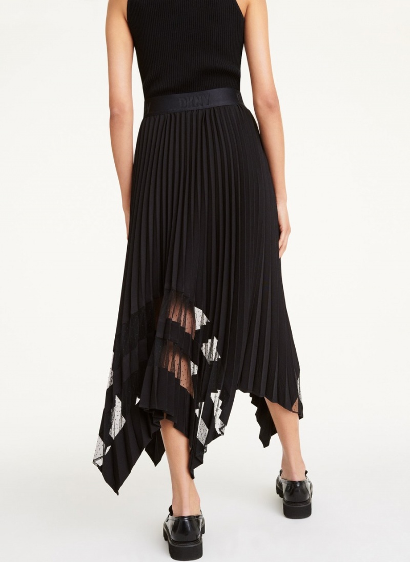 Women's Dkny Pleated Transparent Skirts Black | H8813807