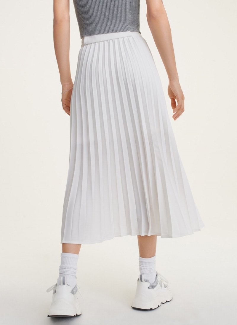 Women's Dkny Pleated Wrap Midi Skirts White | G6693941