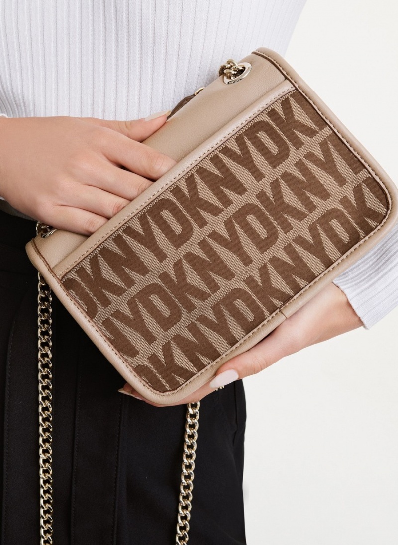 Women's Dkny Porter Flap Crossbody Bags Beige | H5747279