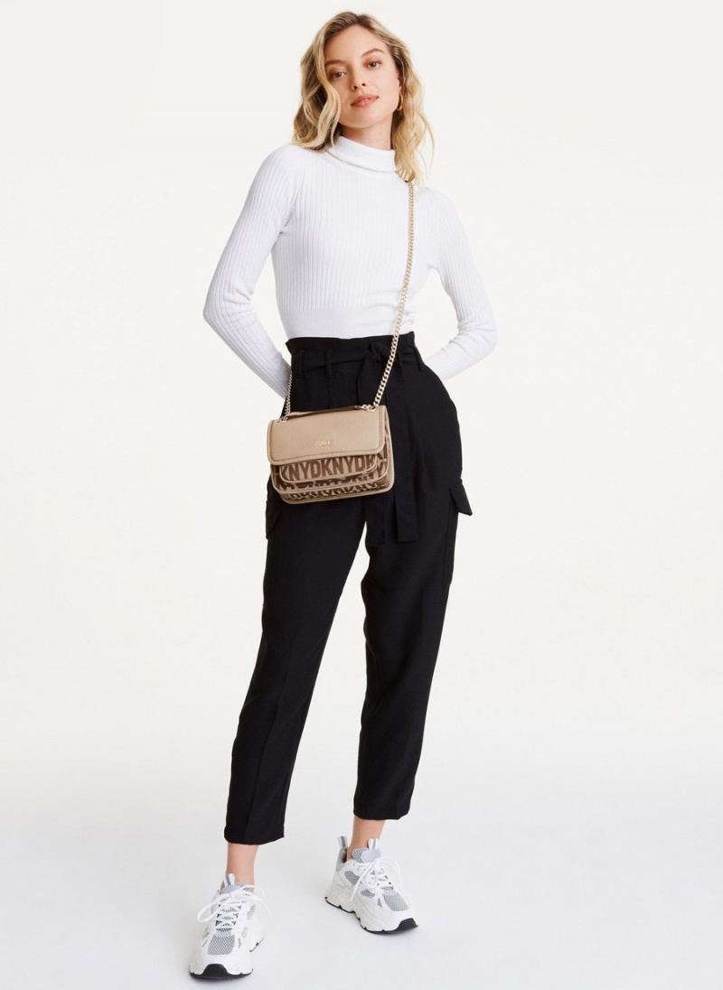 Women's Dkny Porter Flap Crossbody Bags Beige | H5747279