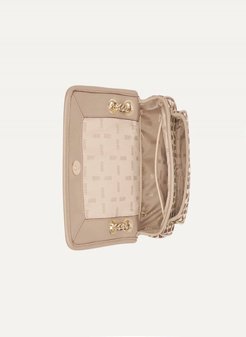 Women's Dkny Porter Flap Crossbody Bags Beige | H5747279