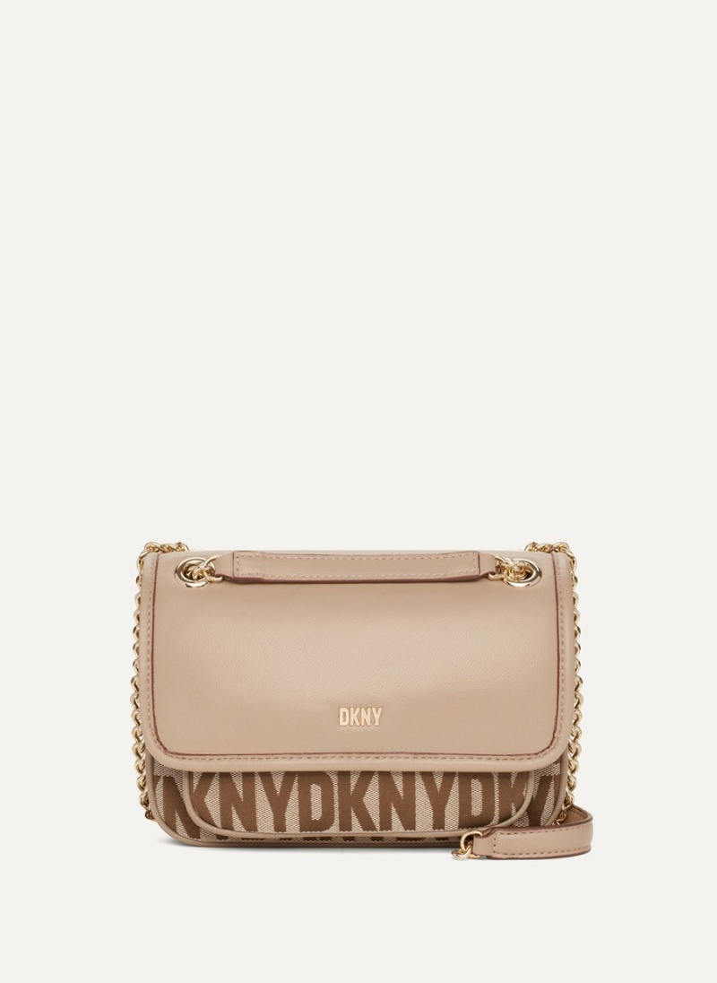 Women\'s Dkny Porter Flap Crossbody Bags Beige | H5747279