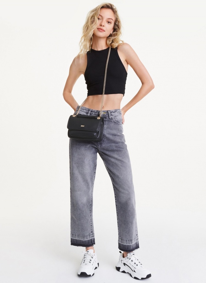 Women's Dkny Porter Flap Crossbody Bags Black | Q4937791