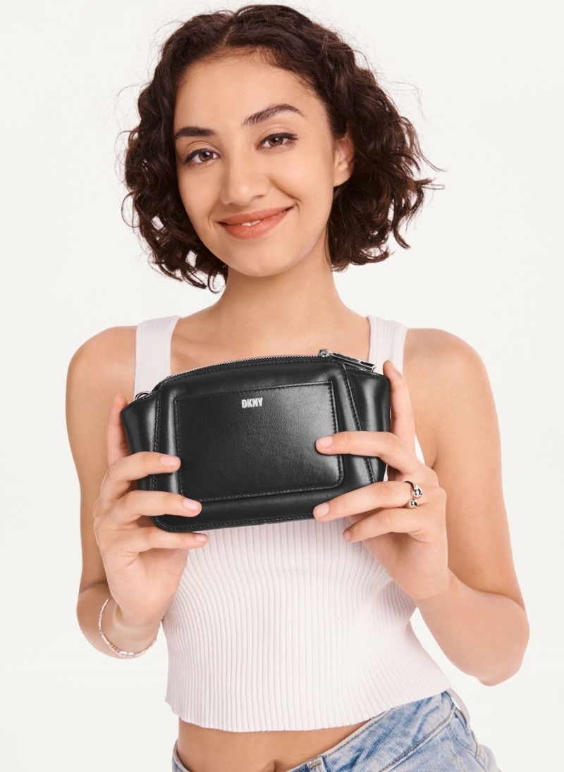 Women's Dkny Pragmatist Mini Dome Quilted Crossbody Bags Black | U2660756