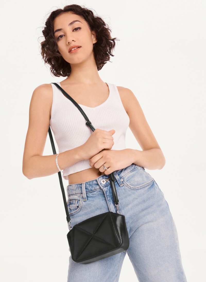 Women's Dkny Pragmatist Mini Dome Quilted Crossbody Bags Black | U2660756