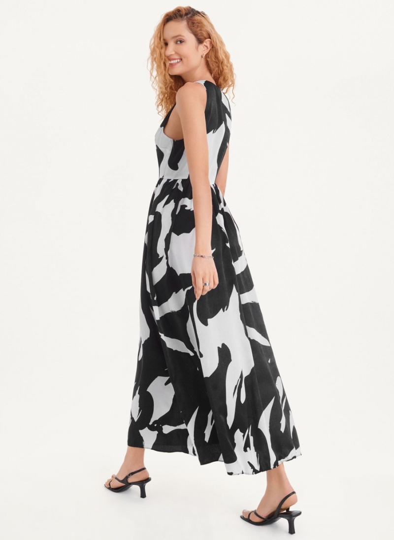 Women's Dkny Printed Maxi Dress Black | C3055396
