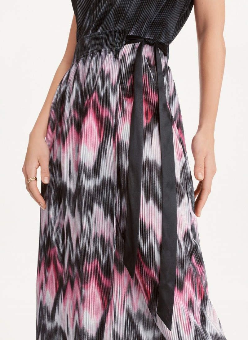 Women's Dkny Printed Pleated Dress Metallics | V3309956