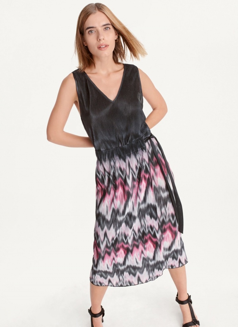 Women's Dkny Printed Pleated Dress Metallics | V3309956
