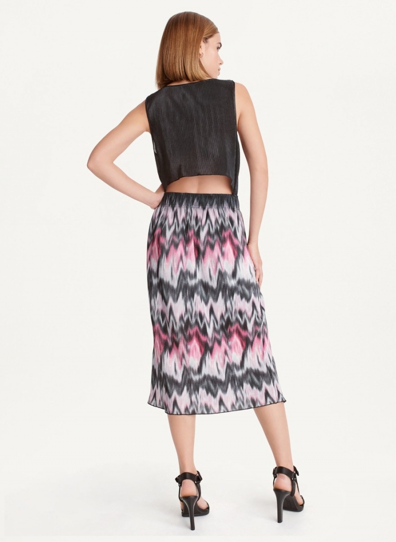 Women's Dkny Printed Pleated Dress Metallics | V3309956
