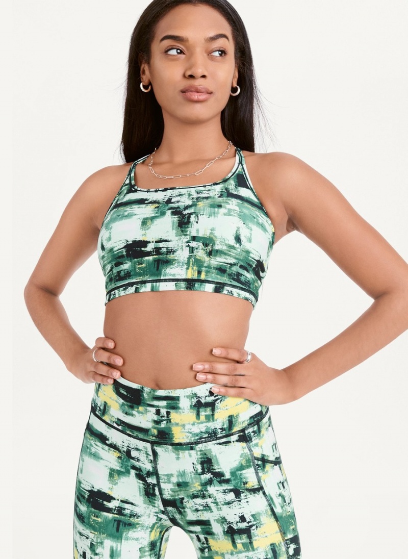 Women's Dkny Printed Racerback Sports Bra Green | Y5763736