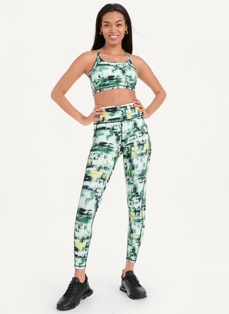 Women\'s Dkny Printed Racerback Sports Bra Green | Y5763736