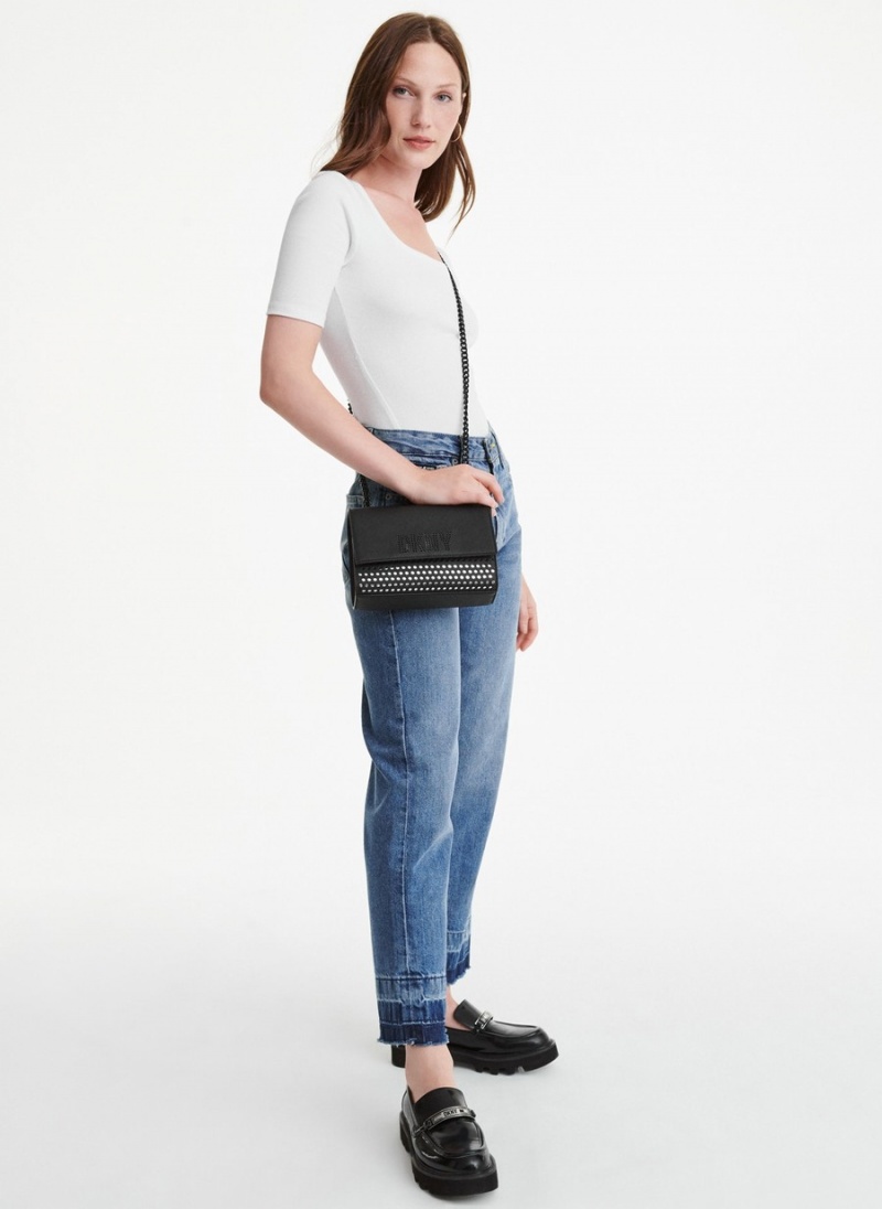 Women's Dkny Prospect Coated Canvas Large Tote Bags Black | I9567323