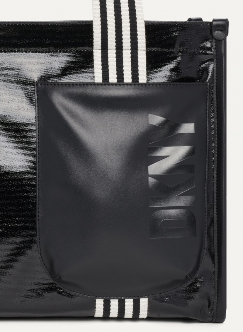 Women's Dkny Prospect Coated Canvas Large Tote Bags Black | I9567323